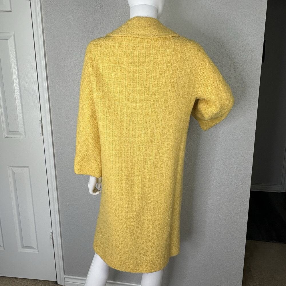 Vintage 60s Car Coat Boucle Tweed Wool Yellow MCM Mod Yellow Size M - Picture 3 of 13